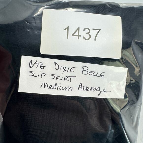 Vintage Slip Skirt Womens M Black Scalloped Shadow Panel Nylon Tricot Whimsigoth - Picture 10 of 10